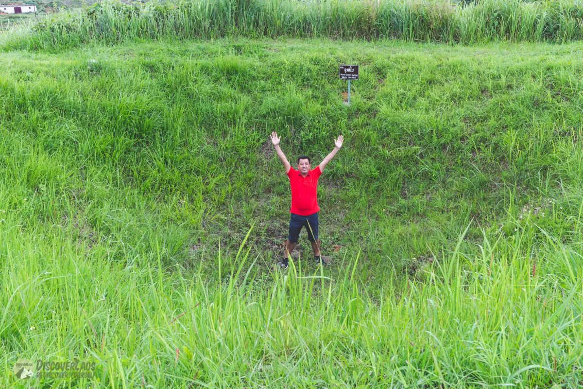 Explosion crater from the bomb during the Vietnam War