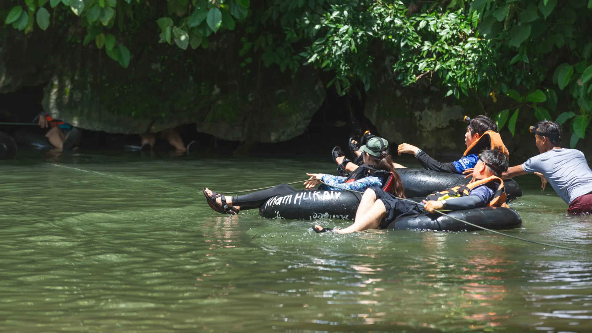 Exploring Tham Nam Cave
