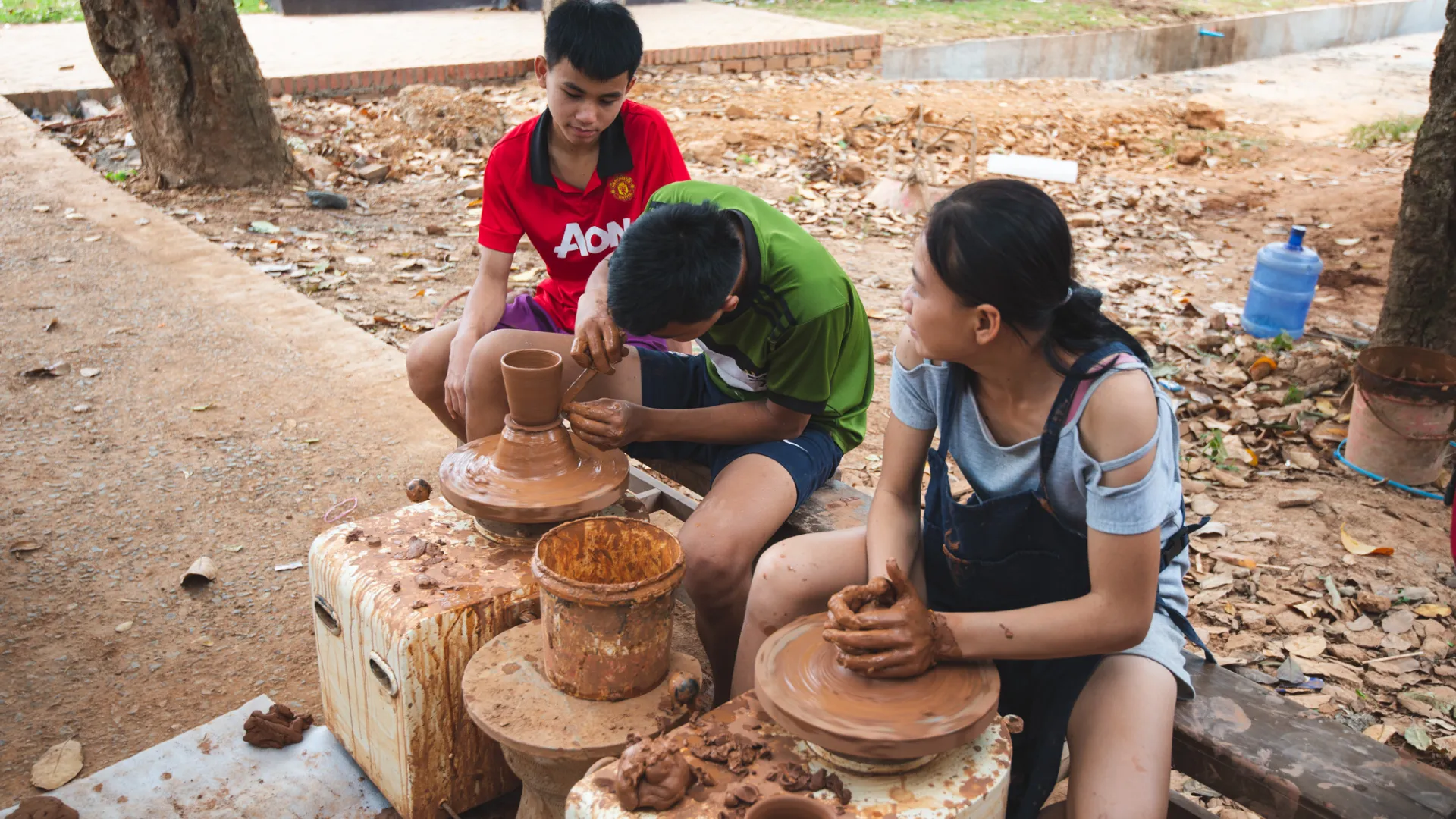 Working with Clay to create beautiful vessels.