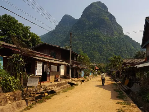 1 Day Trek And Kayak With Boat Ride, Muangnoi Village, Cave & Tad Mok Waterfall