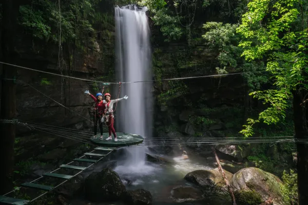 Enjoy taking photos, Net bridge and Waterfall at Nam Pien Yorlapa